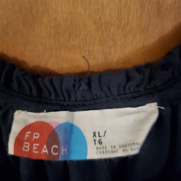 Free People Beach Cover Up Dress Midi Women's XL Black Spaghetti Strap EUC - Picture 3 of 5